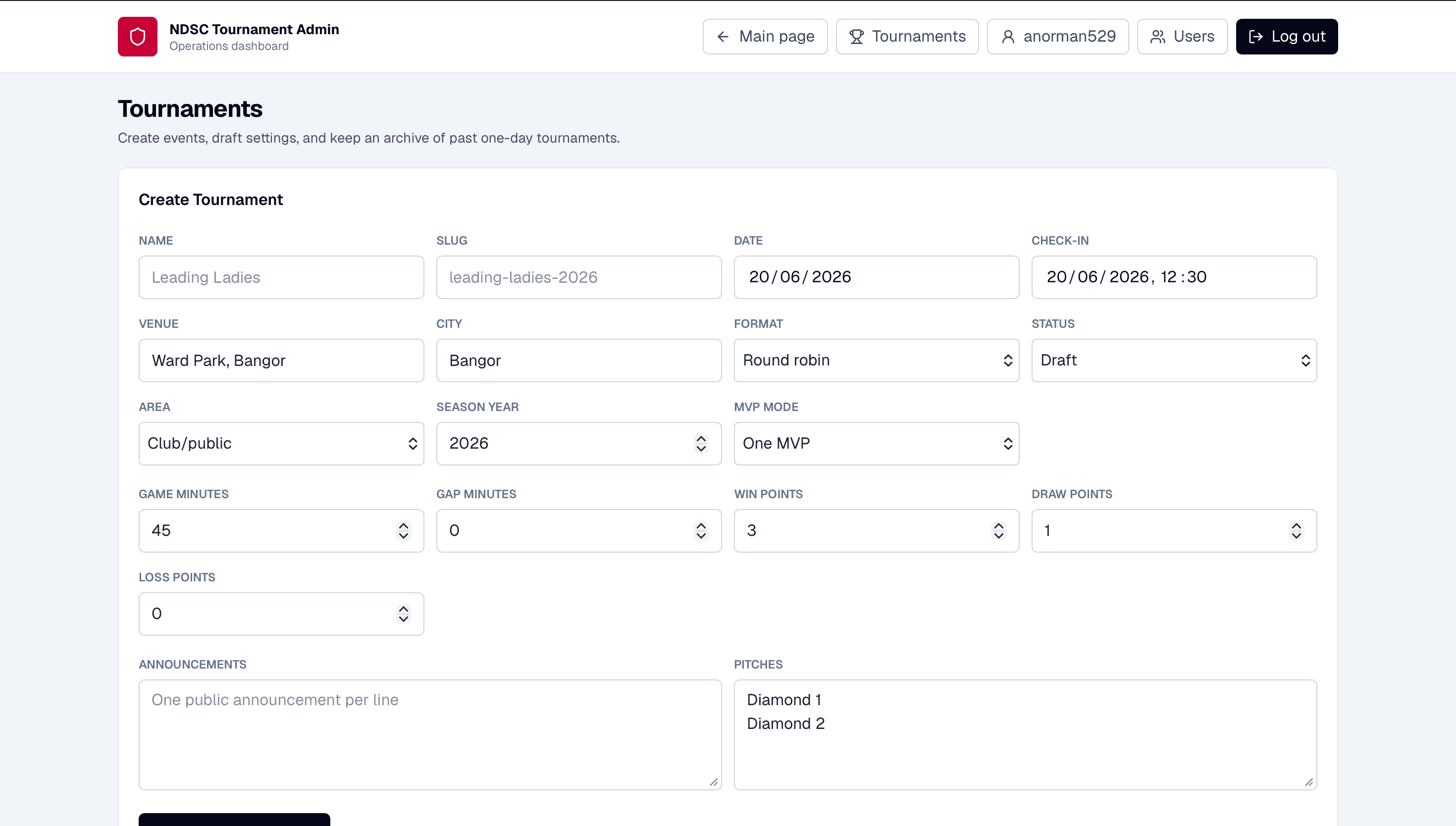 Tournament — Admin & Setup screenshot — 2 of 4