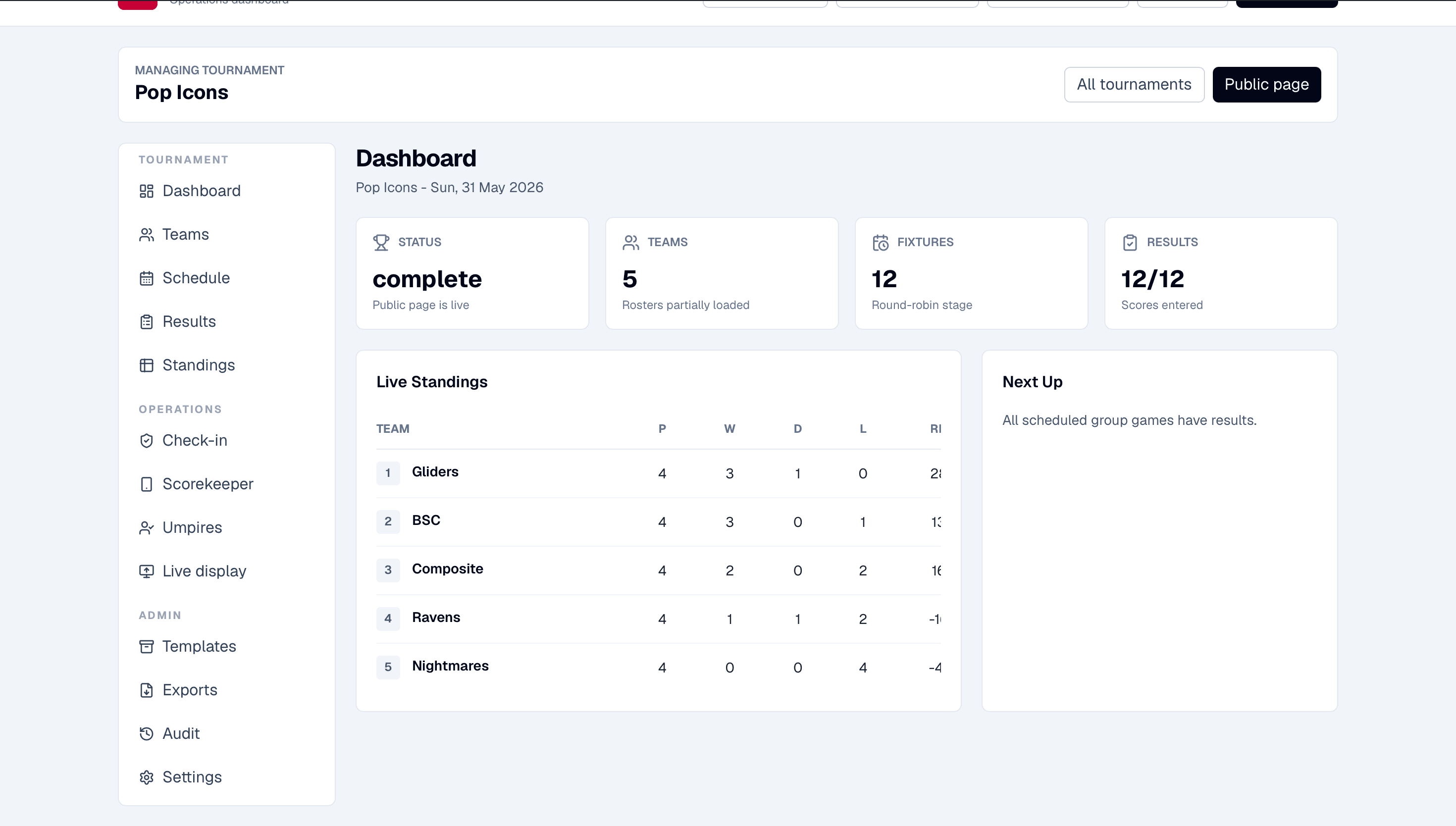 Tournament — Admin & Setup screenshot — 4 of 4